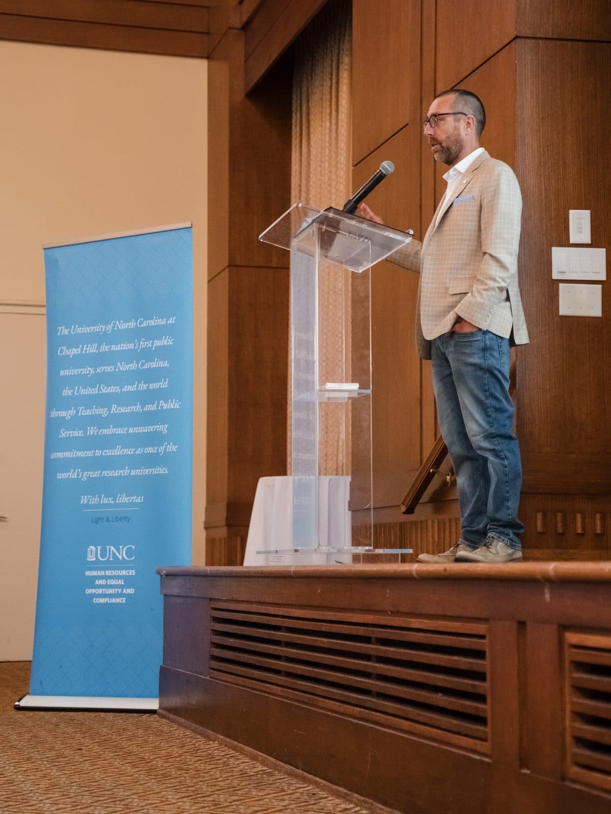 Keynote speaker at the podium