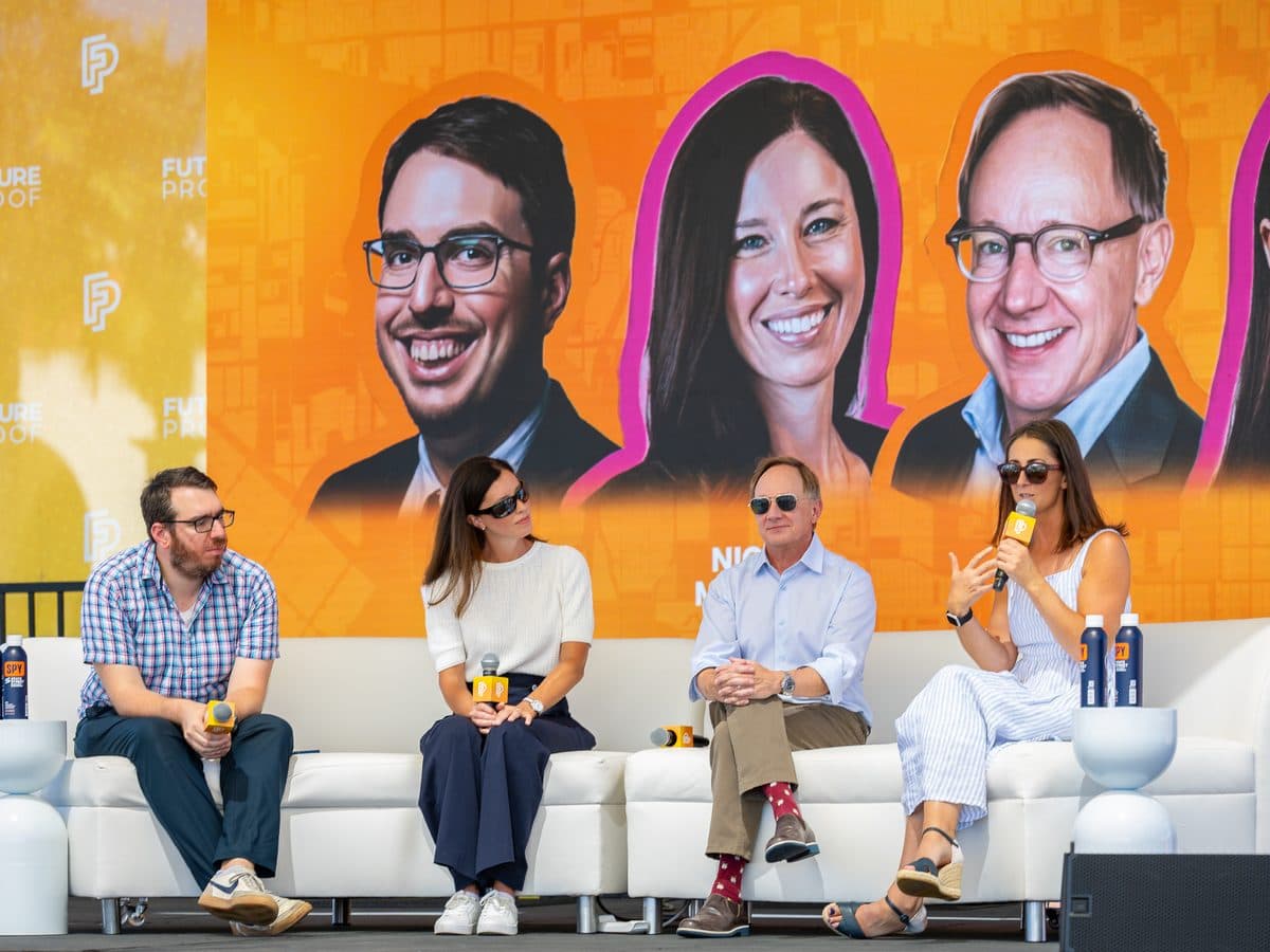 Panel discussion on a festival stage